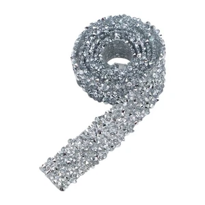 Glittery Strip Sticker Cups Shoes Self Adhesion Rhinestone Ribbon Trim - Picture 1 of 6