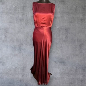 Vestido Ghost London Para Mujer Pequeño Corte Sesgado Maxi Viscosa Borgoña Satén Años 90 Y2K - Imagen 1 de 19