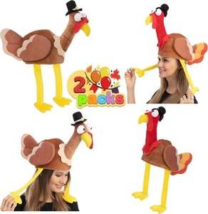 2PCS Turkey Gobbler Hats, Thanksgiving Novelty Hats, One size - Picture 1 of 8