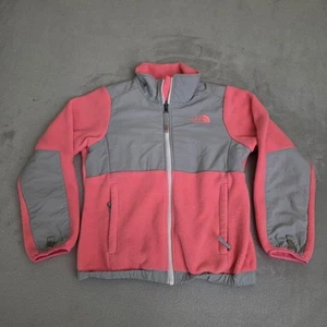 North Face Jacket Girls Small 7/8 Pink Gray Fleece Full Zip Outdoor - Picture 1 of 12