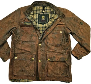 *HOT VINTAGE Men's BELSTAFF @ TRAILMASTER PARKA PLAID LINED BROWN WAXED Jacket L - Picture 1 of 23