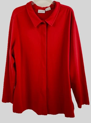 Jacklyn Smith Classic Red Shacket (Heavy Shirt) Snap Closure Plus Size 1X - Image 1 of 4