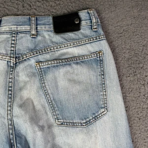 Vintage Prada Jeans Mens 35x31 Blue Washed Denim Baggy Button Fly Wide Leg - Picture 1 of 13