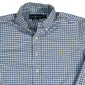 Ralph Lauren Custom Fit Herren Blau Gingham Kariert Button Down Hemd Große L - Bild 1 von 10