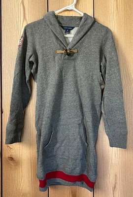 Ralph Lauren Sudadera Vestido Niñas XL 16 Chal Cuello Cuerda Palanca Gris Elástico Foto 1 de 4
