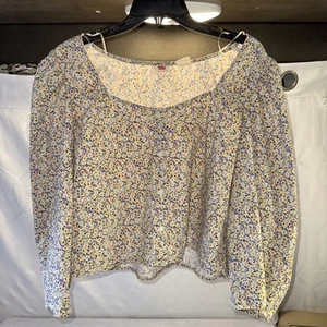 Levis Ellora Bluse 2X Petal Floral Starlight Puffärmel Crop Cottagecore Boho - Bild 1 von 11