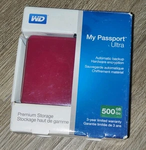 WESTERN DIGITAL WD MY PASSPORT ULTRA WDBPGC5000ABK-04 500 GB USB 3.0 RED NOB - Picture 1 of 13