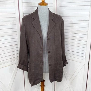 The Limited Blazer Women 6 Taupe Brown Linen Jacket  Single Breasted Preppy - Picture 1 of 12