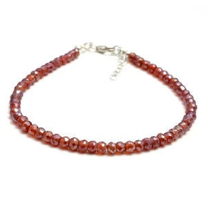AAA + TOP QUALITY Mystic Hessonite Garnet Silver Coated Bracelet, Faceted Rondel - Picture 1 of 3