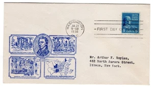 #810 Presidential Series 5c James Monroe 1938 FDC - Planty #3 - Picture 1 of 2