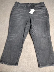NWT Judy Blue Skinny Fit Capri Jeans Women Plus Size 14W Black Gray 5 Stretch - Picture 1 of 14