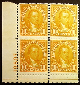#642 10c Orange 1927 VF *MNH* Plate #19507 Block of 4 PO Fresh - Picture 1 of 1