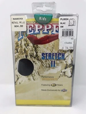 Молодежь Kids Hot Chillys перец эластичной основание слой черный Crewneck верхний маленький (6/8)  - Изображение 1 из 2