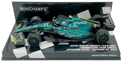 Minichamps Aston Martin AMR22 6th Japanese GP 2022 - Sebastian Vettel 1/43 Scale - Image 1 of 3