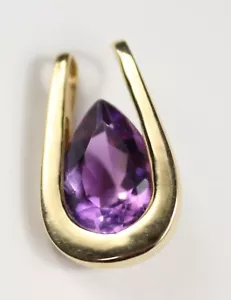 One modern 14k gold amethyst horseshoe shape pendant 3.81 gram - Picture 1 of 3