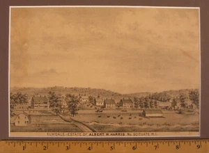 VINTAGE PRINT DRAWING ELMDALE ALBERT HARRIS FARM ESTATE NORTH SCITUATE RI !!! - Picture 1 of 1