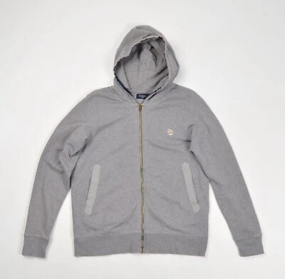 Men's Paul Smith Jeans Grey Cotton Zebra Logo Full Zip Hoodie Medium Foto 1 de 4