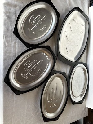 4 Four Nordic Ware SIZZLER Restaurant Steak Fajita Serving Plates &one Platter - Image 1 of 2
