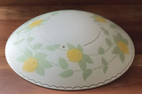 Vintage Smooth Glass Reverse Yellow Rose 3 Chain Chandelier Ceiling Shade Cover