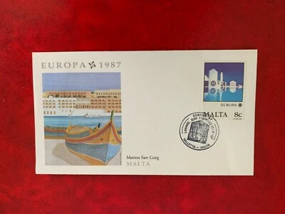MALTA 1987 FDC FLEETWOOD EUROPA MARINA SAN GORG LIMESTONE HOUSES AQUASUN LIDO - Image 1 of 2
