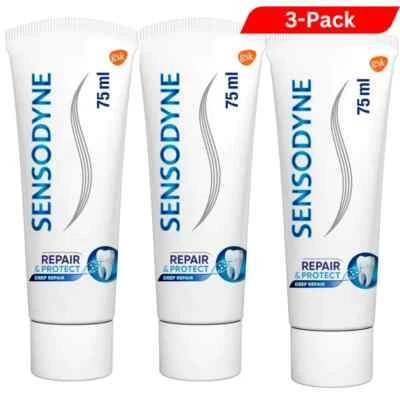 3 x New Sensodyne Repair & Protect Toothpaste Fluoride 75 ml Fresh Taste Of Mint - Image 1 of 4
