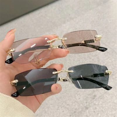 Y2K Rimless Rectangle Sunglasses UV400 Eyewear  for Women & Men - image 1 of 4