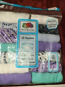 FRUIT OF THE LOOM GIRLS COTTON HIPSTETS 14 PACK SIZE 4 MULTI COLORED BG240 - Picture 1 of 7