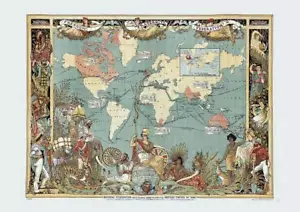 More details for colour repro antique victorian british empire decorative britannia old map 1886