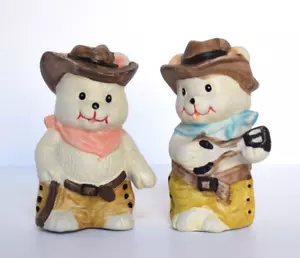 Western Bears Salz- & Pfefferstreuer Cowboy Lasso Banjo Hüte anthropomorph - Bild 1 von 10