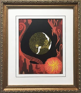 Erte "Canzone d'autunno" nuova stampa PERSONALIZZATA INCORNICIATA design art deco decorazione classica fantasia - Foto 1 di 3