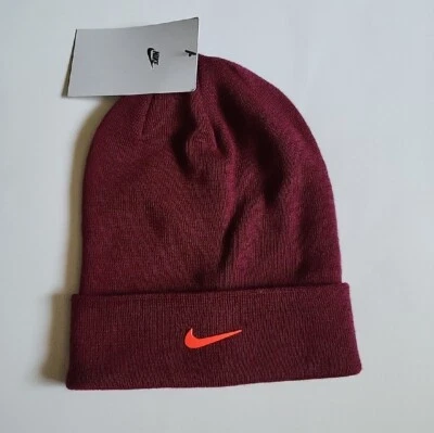 耐克男童 Beanie 滑雪帽 Swoosh 标志青少年 8-20 码红色  — 第 1/4 张图片