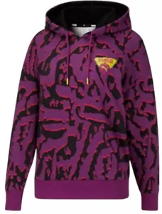 Puma Women's M Ski Club Classics Hoodie Sweatshirt 539745 01 Black Purple Camo - Picture 1 of 8