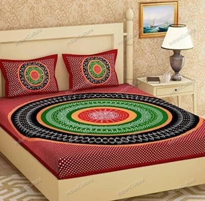 Sábana bajera doble Sanganeri 100 % algodón 2 fundas de almohada 90x100 zig zag Foto 1 de 4