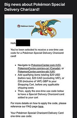 Special Delivery Charizard Pokemon Center Promo SWSH075 Unused Code US New • 7.95$