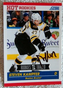 Boston Bruins Steven Kampfer Signed 2010-11 Score Hot Rookies Card Auto