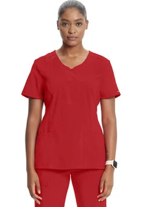 Red Cherokee Scrubs Infinity Round Neck Top 2624A RED Antimicrobial - Picture 1 of 6