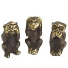 Set of 3 Brass Monkeys - See No, Hear No, Speak No Evil - Approx 5.5cm - 200g