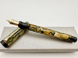 PARKER SENIOR DUOFOLD BLACK & PEARL MARBLE EF 14K EXCELLENT - Picture 1 of 14