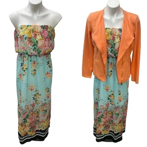 Maxi Vestido Blazer Socialite Mujer Lote Mediano Sin Tirantes Floral Boho Costero - Imagen 1 de 21