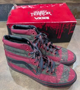 Scarpe VANS House of Terror Nightmare On Elm Street SK8-HI Freddy Krueger taglia 9 - Foto 1 di 9