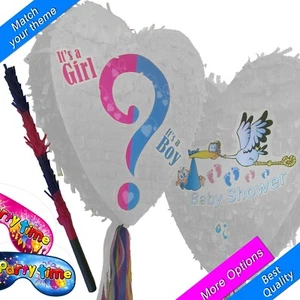 White Love Pinata Baby Shower Party Guess gender hazel tea Heart smash newborn - Picture 1 of 3