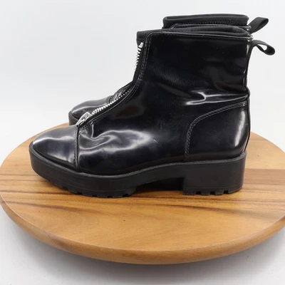 Botas de combate Zara para mujer de tacón grueso Y2K charol talla 6,5 Foto 1 de 4