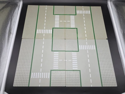 4 Lego 32 x 32 Platten Abzweigung Straße Vintage 1978 grau gereinigt - Bild 1 von 4