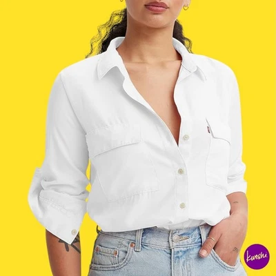 Camisa para mujer LEVI'S, Doreen Utility Woven, blanco brillante, UK XS | EU 34 | US XS Foto 1 de 4