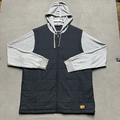 Chaqueta de golf Travis Mathew Scavenger para hombre 2XL negra gris acolchada acolchada con capucha Foto 1 de 4