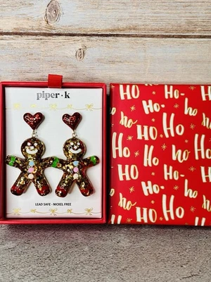 Pendientes colgantes Piper K rojo brillo corazón y marrón brillo pan de jengibre hombre nuevos en caja Foto 1 de 2