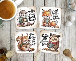 Lustige Kaffee-Untersetzer mit süßen Tiermotiven – bedruckte Kork-Untersetzer 95 - Bild 1 von 6
