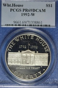 1992 W PCGS PR69DCAM WHITE HOUSE COMMEMORATIVE SILVER DOLLAR #B51089 - Picture 1 of 2