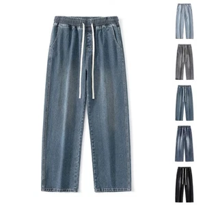 2025 Spring Retro Loose Straight Wide Leg Pants for Men Black Blue Gray - Picture 1 of 36