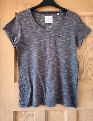 Jack Wills Women's Grey & White Striped 100% Cotton T-Shirt UK 12 Casual Wear - Image 1 of 4